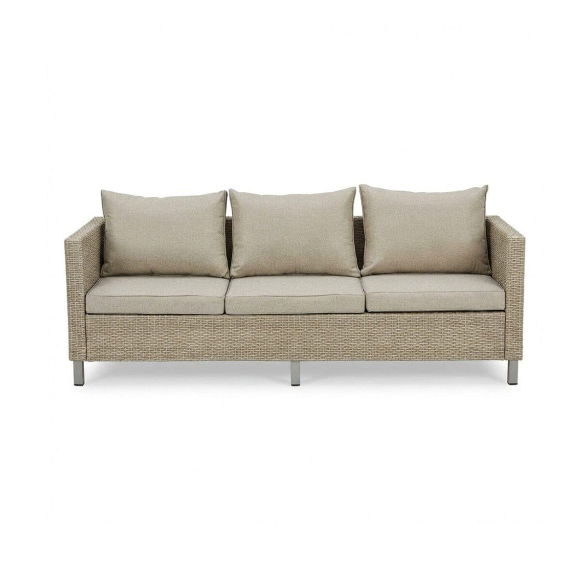 Aria 7 Seater Rattan Garden Sofa Set with Footstool & Coffee Table - Light Grey