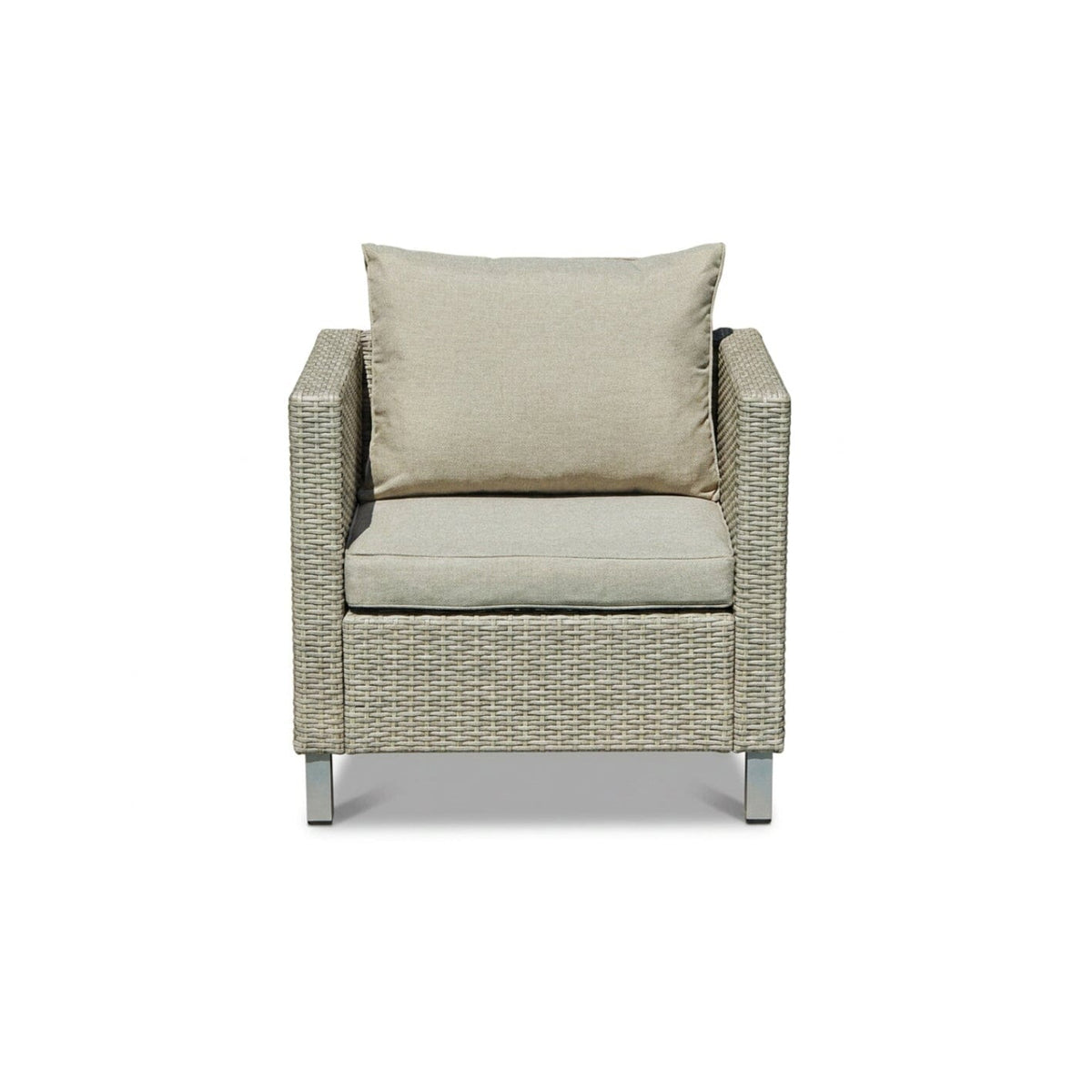 Aria 7 Seater Rattan Garden Sofa Set with Footstool & Coffee Table - Light Grey