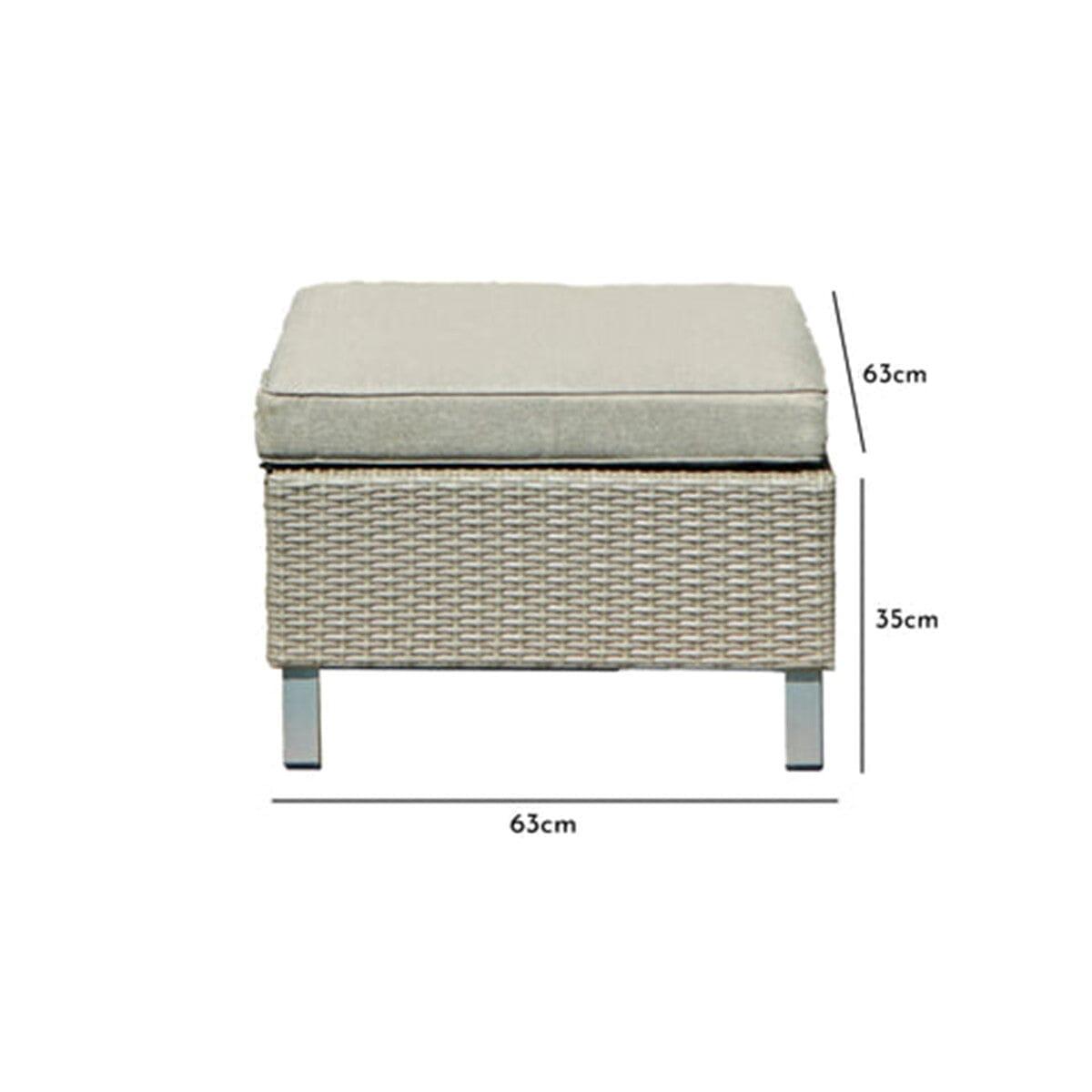 Outlet - Aria Rattan Garden Footstool - Light Grey