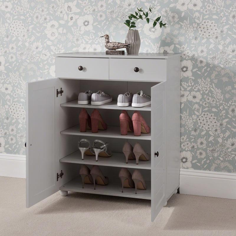 Ascot Shoe Cabinet - Grey Storage Cupboard