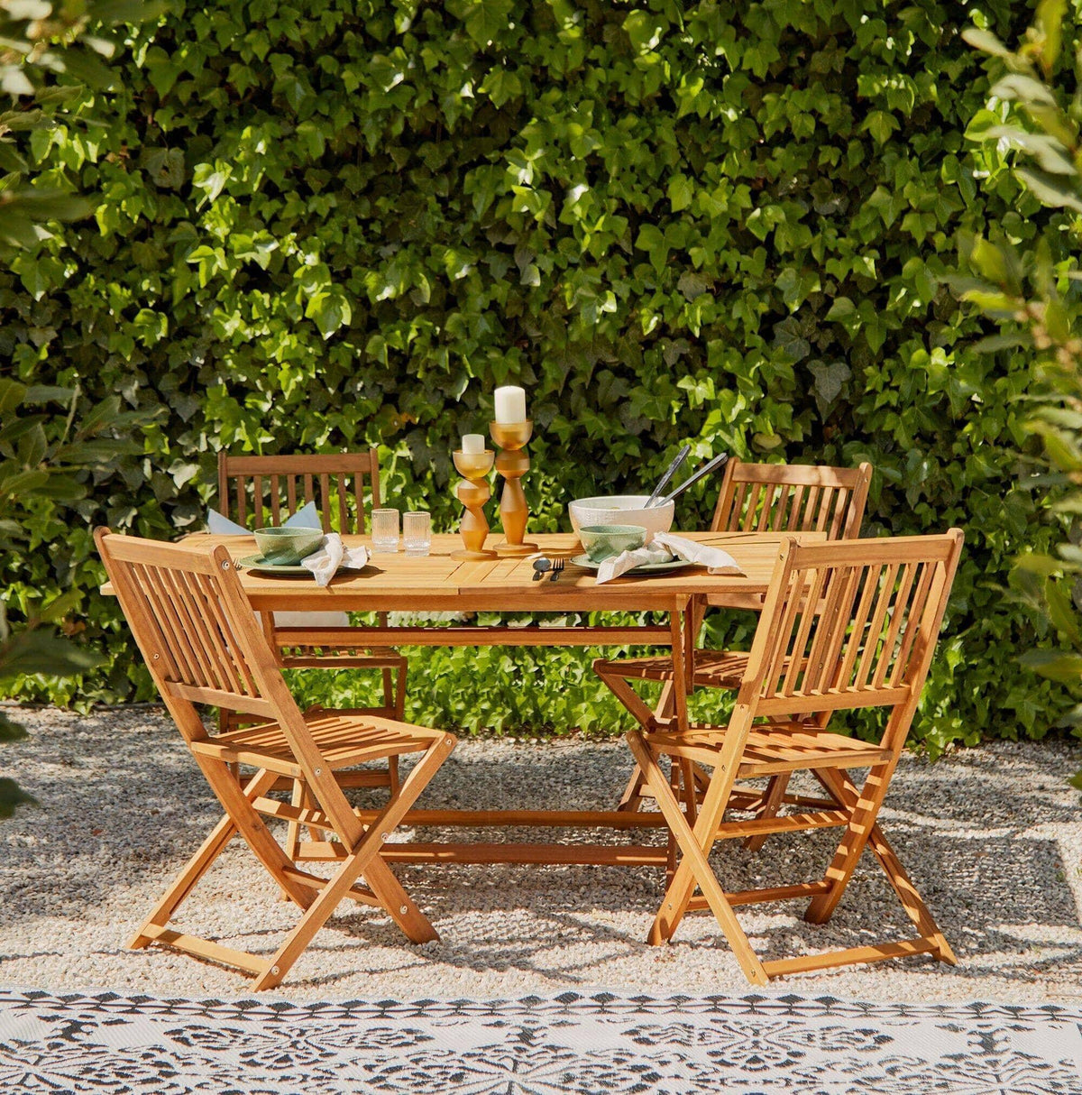 Ashby 4 Seater Wooden Rectangle Folding Dining Table - 120cm