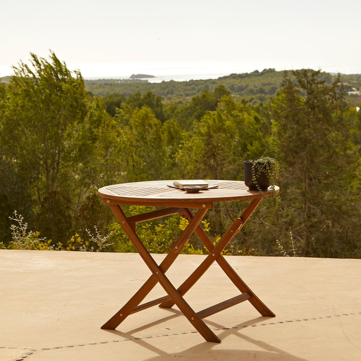 OUTLET - Ashby 4 Seater Wooden Round Folding Garden Dining Table - 100cm