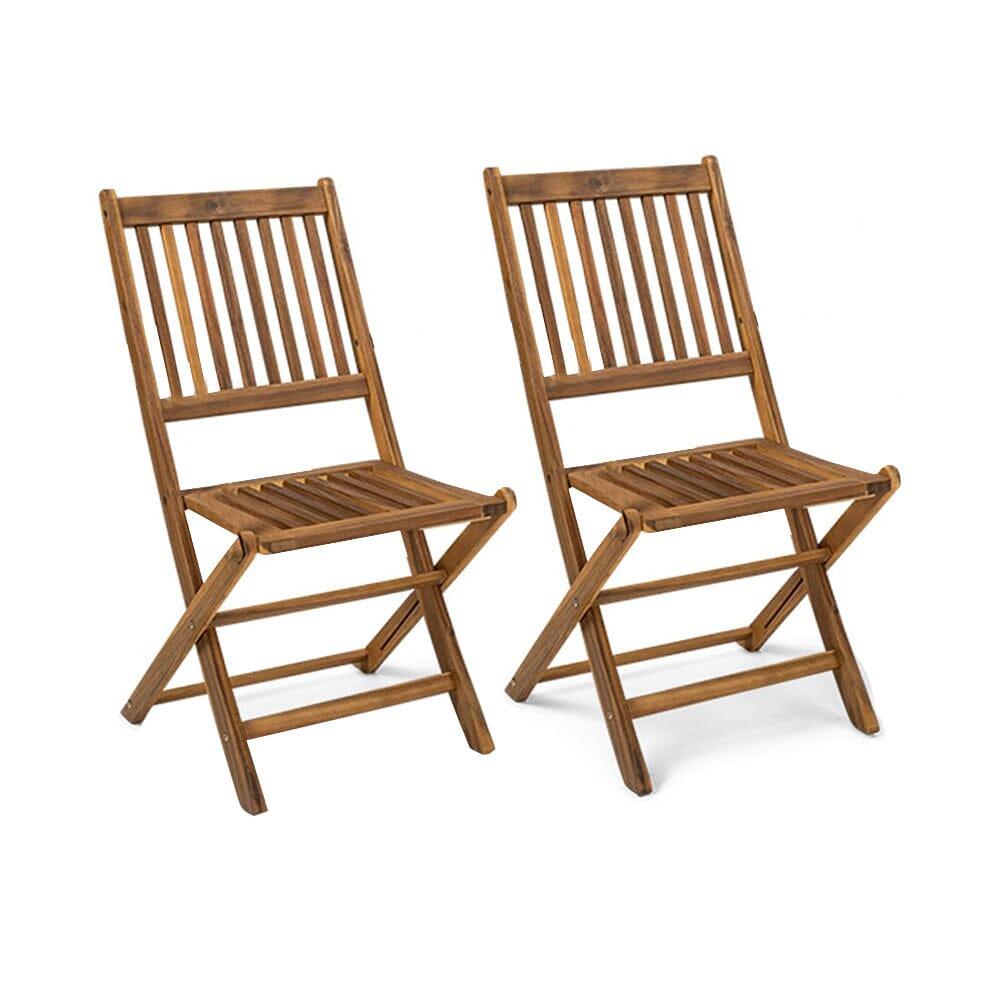 Outlet - Ashby Wooden Armless Garden Folding Chairs - Set of 2