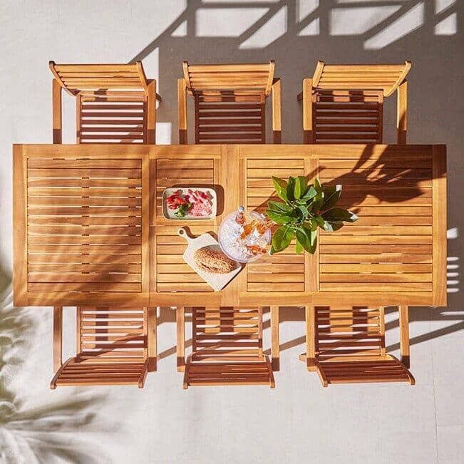 Aspen 6 Seater Wooden Extendable Garden Dining Set with Cushions - 160cm to 240cm