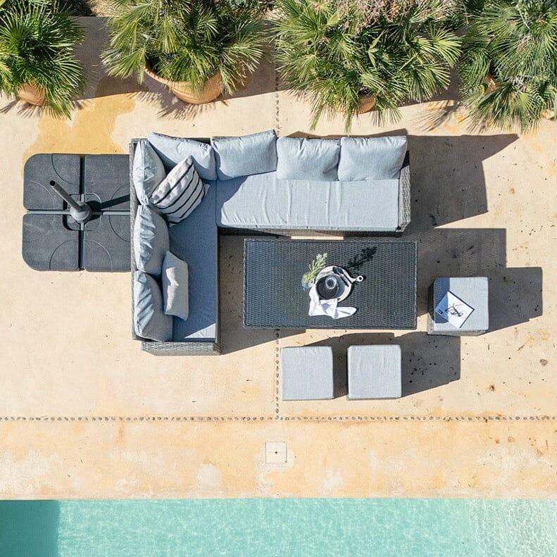 OUTLET - Aston 9 Seater Rattan Corner Sofa Set with Glass Table Top - Grey