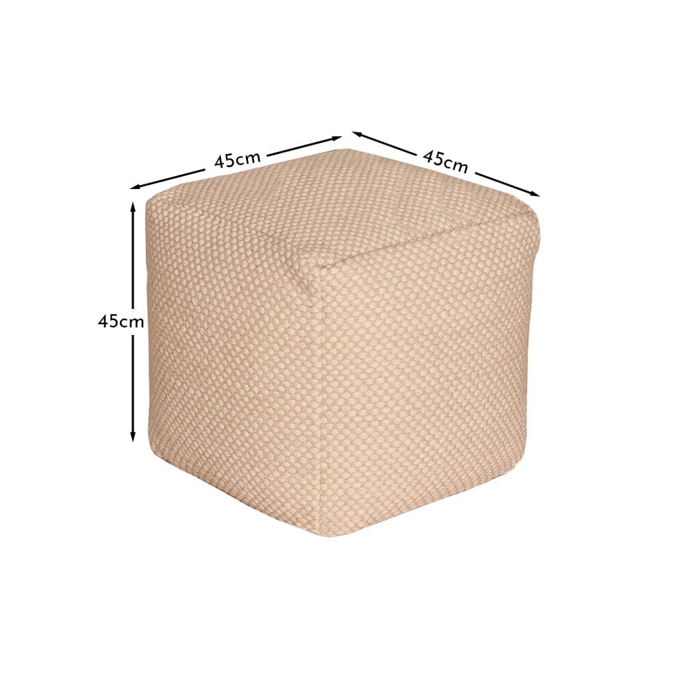 OUTLET - Atcham Wool & Cotton Ottoman Stool - Clay/Natural