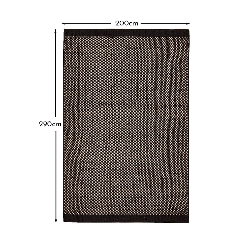 Cotham Black & Natural Striped Wool with Cotton Rug - 200 x 290cm