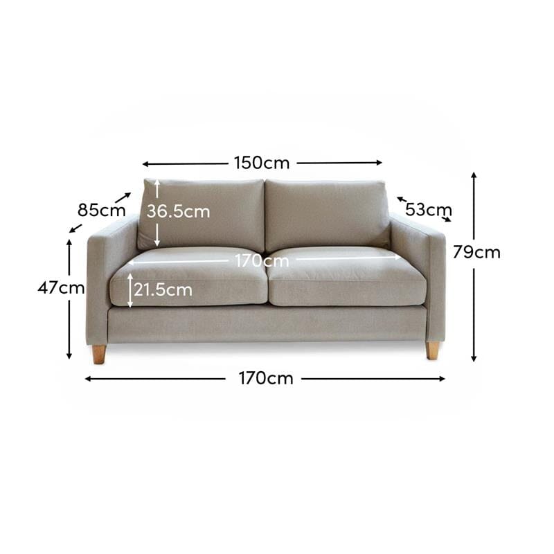 Ava 2 Seater Sofa - Soft Beige with Pale Oak Legs