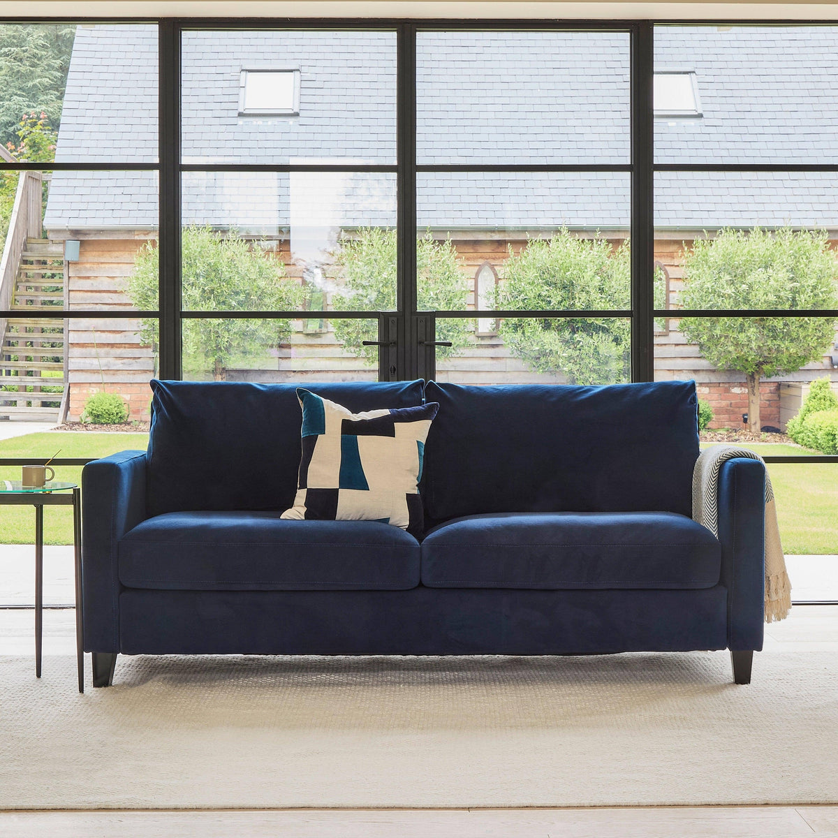 Ava 3 Seater Sofa - Ink with Black Oak Legs