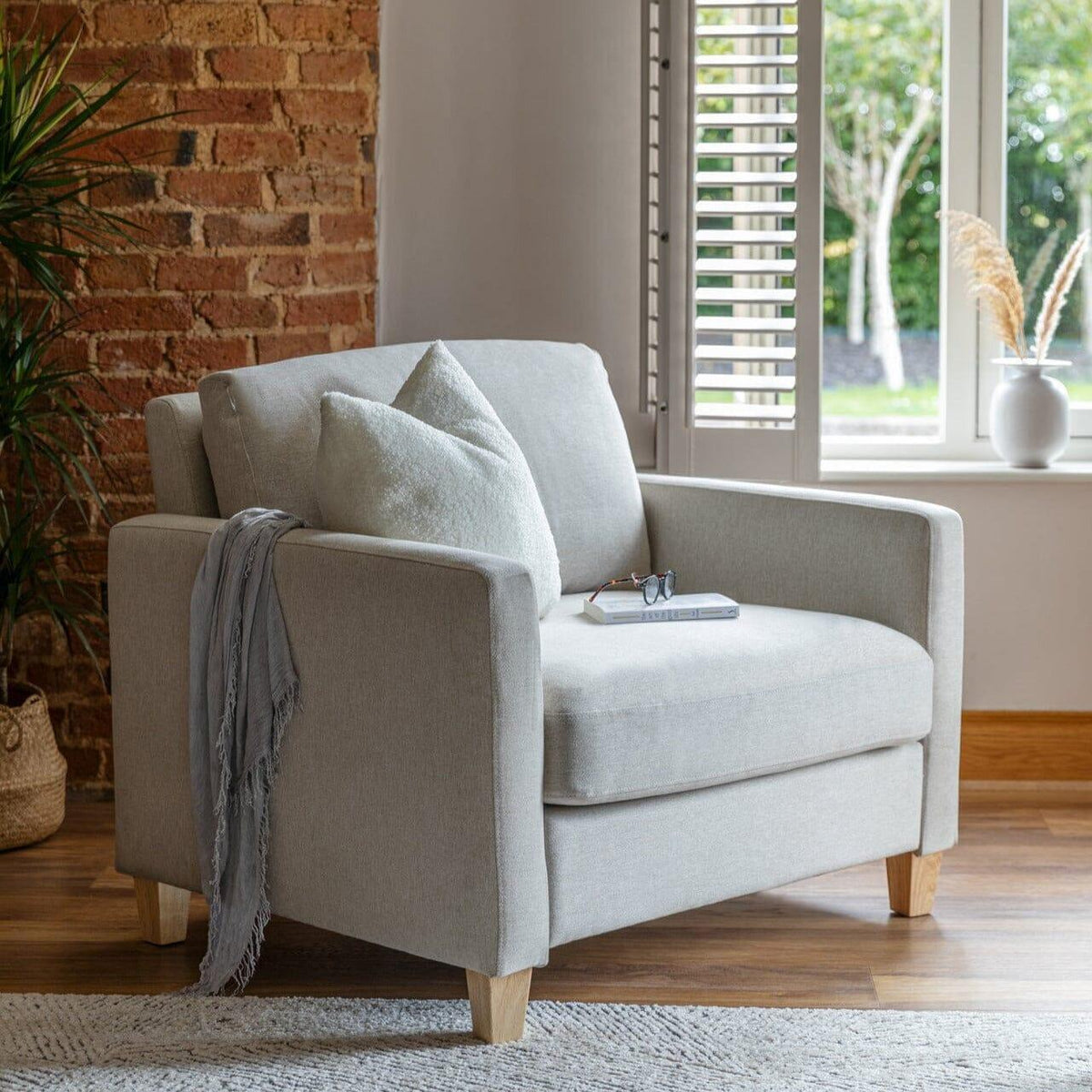 Ava Sand Armchair - Pale Oak Legs