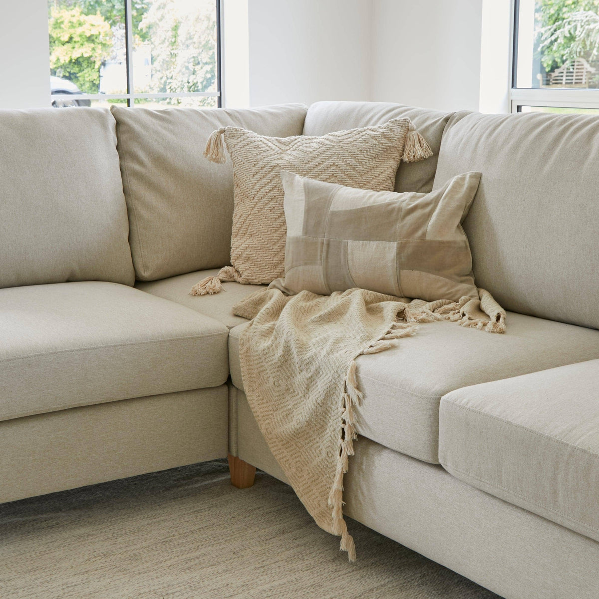 Ava Corner Sofa - Left Hand - Sand with Pale Oak Legs