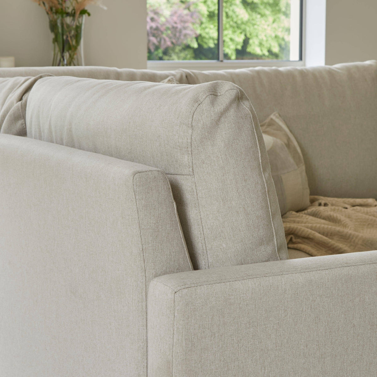 Ava Corner Sofa - Left Hand - Sand with Pale Oak Legs
