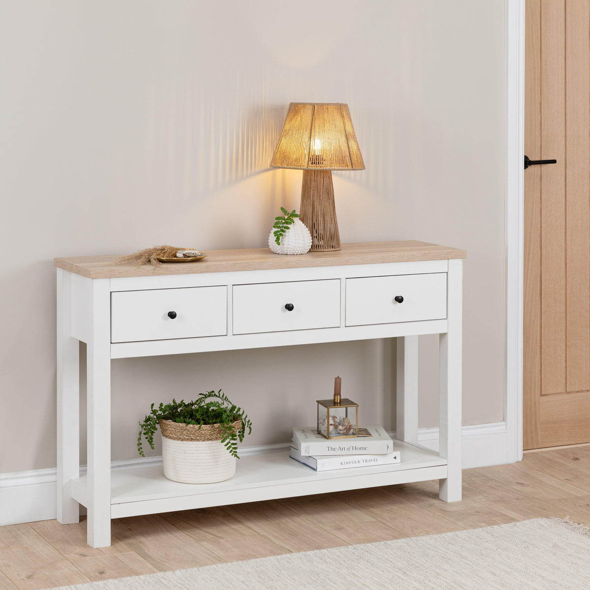 Outlet - Bampton White 3 Drawer Console Table