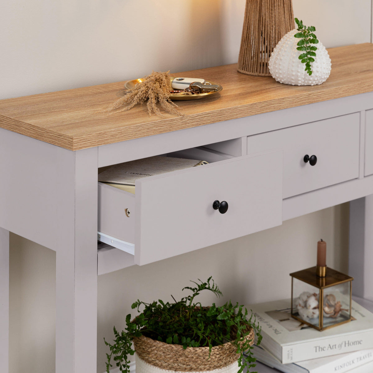 Outlet - Bampton Grey 3 Drawer Console Table