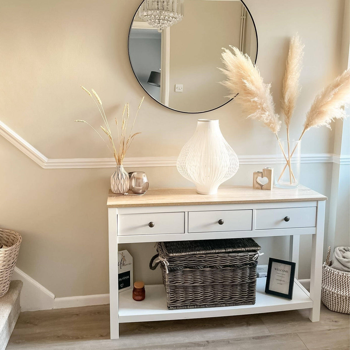 Outlet - Bampton White 3 Drawer Console Table