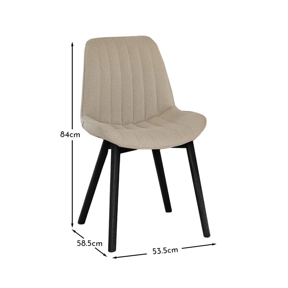 OUTLET - Bella Light Beige Boucle Dining Chairs - Set of 2 - Black Oak Legs