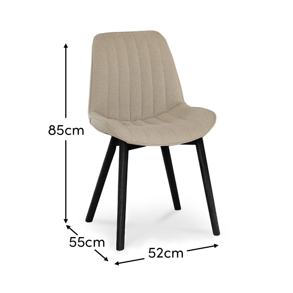 Bella Light Beige Boucle Dining Chairs - Set of 2 - Black Oak Legs