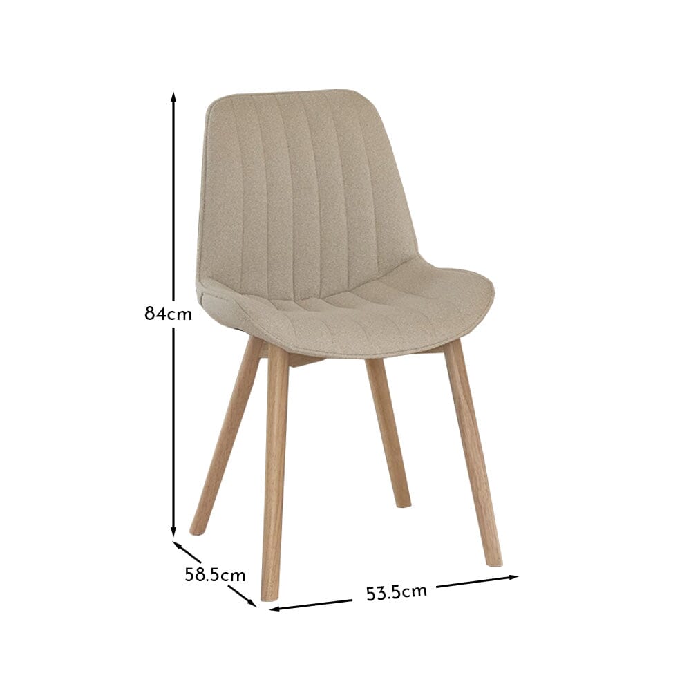 OUTLET - Bella Light Beige Boucle Dining Chairs - Set of 2 - Whitewash Oak Legs