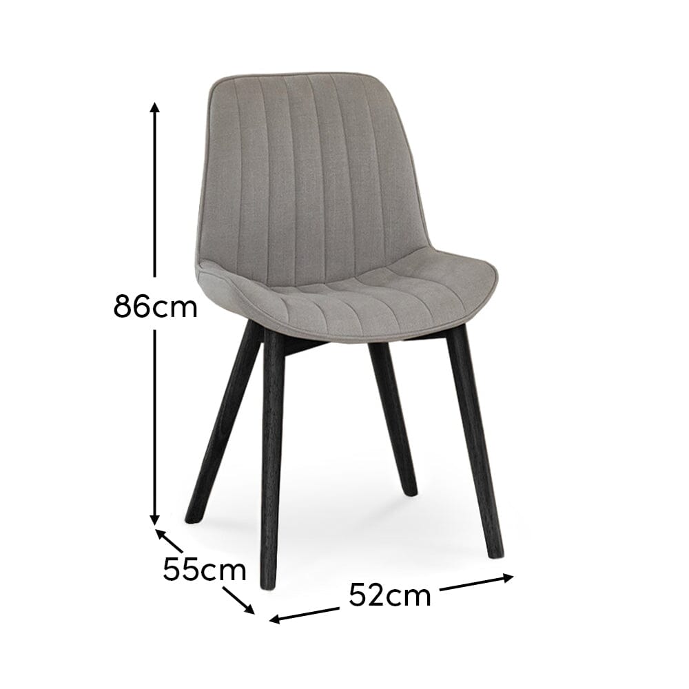 Bella Cloud Grey Dining Chairs - Set Of 2 - Black Oak Legs