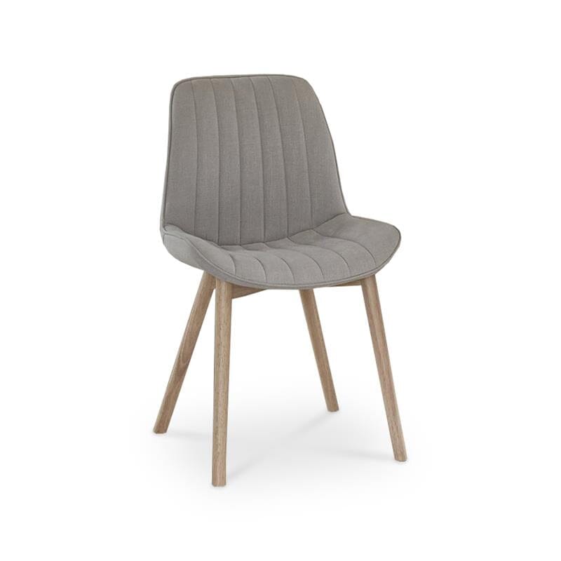 Amelia Whitewash Extending Dining Table Set - 6 Seater - Bella Cloud Grey Dining Chairs - Whitewash Legs