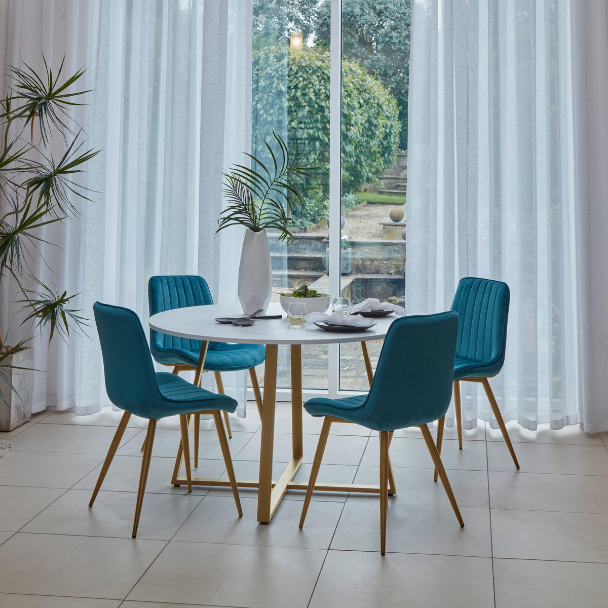 OUTLET - Bella Teal Dining Chair - Gold Legs