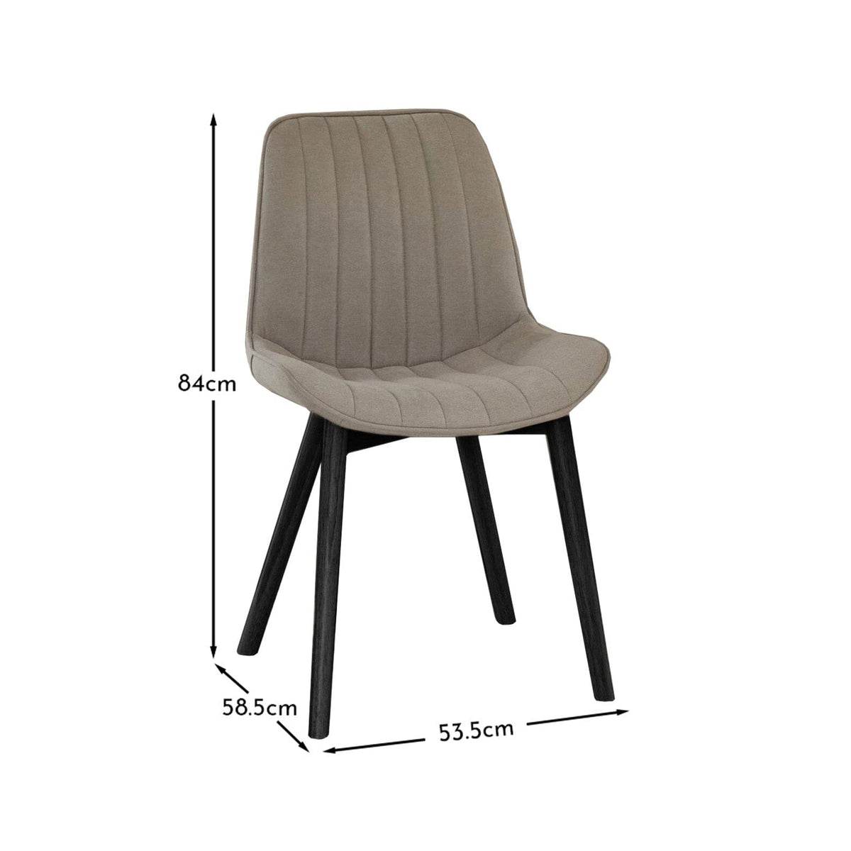 OUTLET - Bella Soft Beige Dining Chairs - Set of 2 - Black Oak Legs