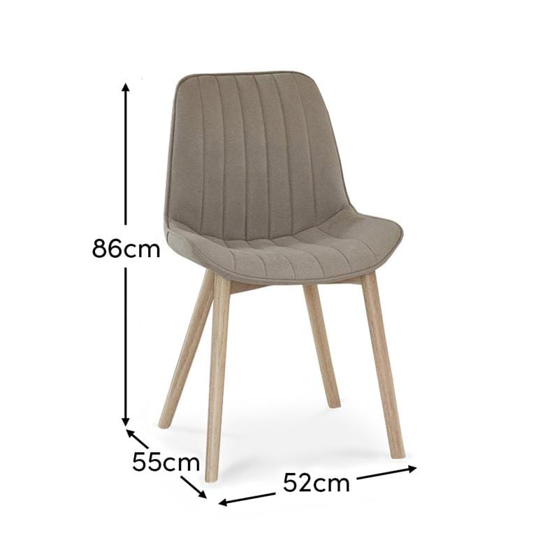 Bella Soft Beige Dining Chairs - Set of 2 - Whitewash Oak Legs