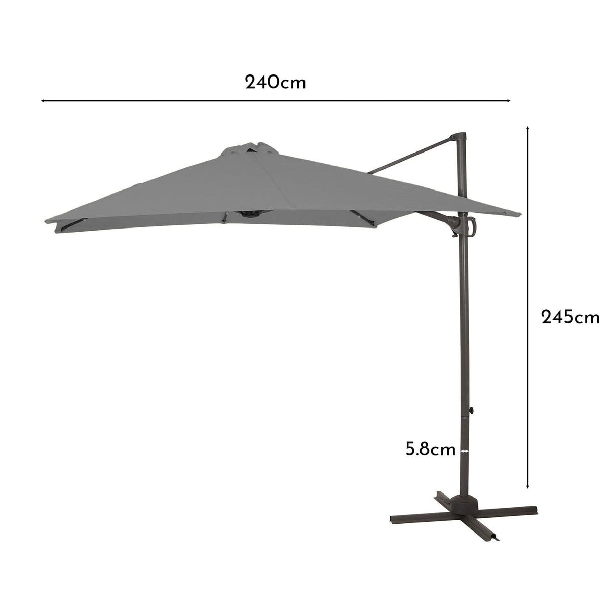 Grey LED Premium Cantilever Parasol - 2.4m Square