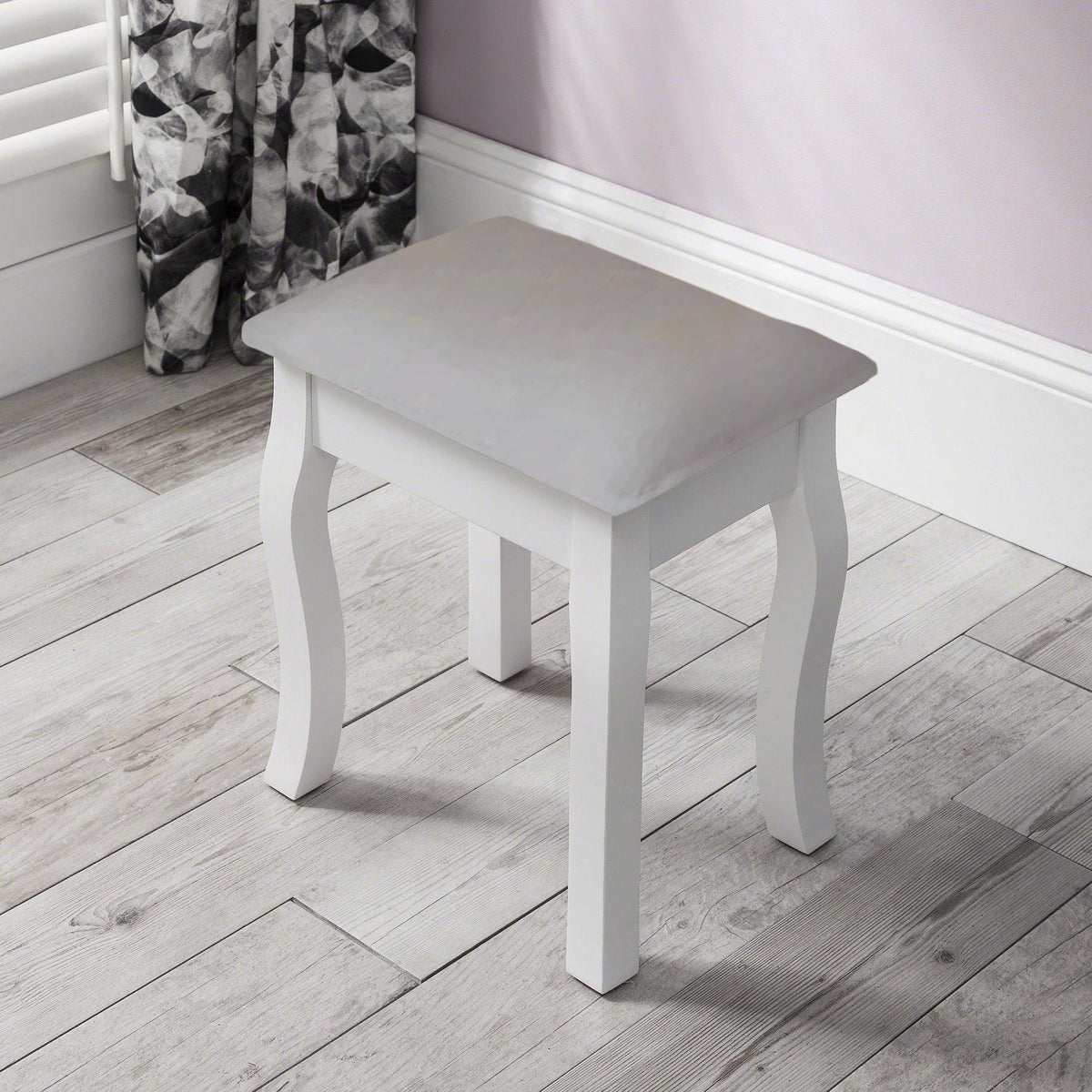 Capri White Dressing Table with Mirror & Stool