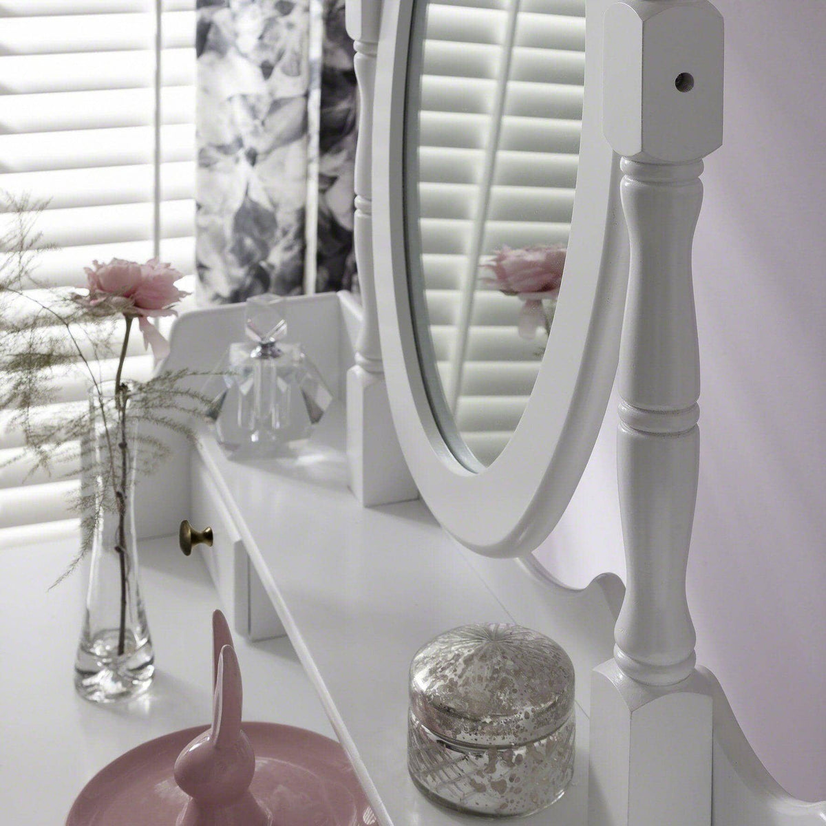 OUTLET - Capri White Dressing Table with Mirror & Stool