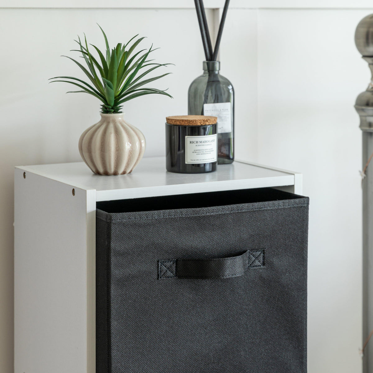 Cara Fabric Cube Storage Box - Large - Black