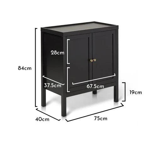 Charlie 2 Door Small Sideboard - Noir Black