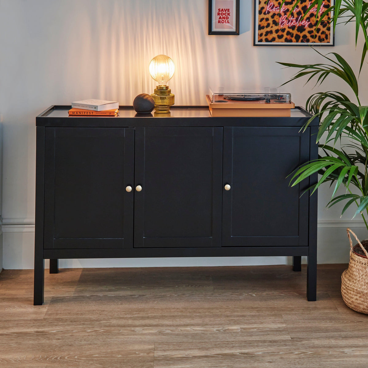 Charlie 3 Door Large Sideboard - Noir Black