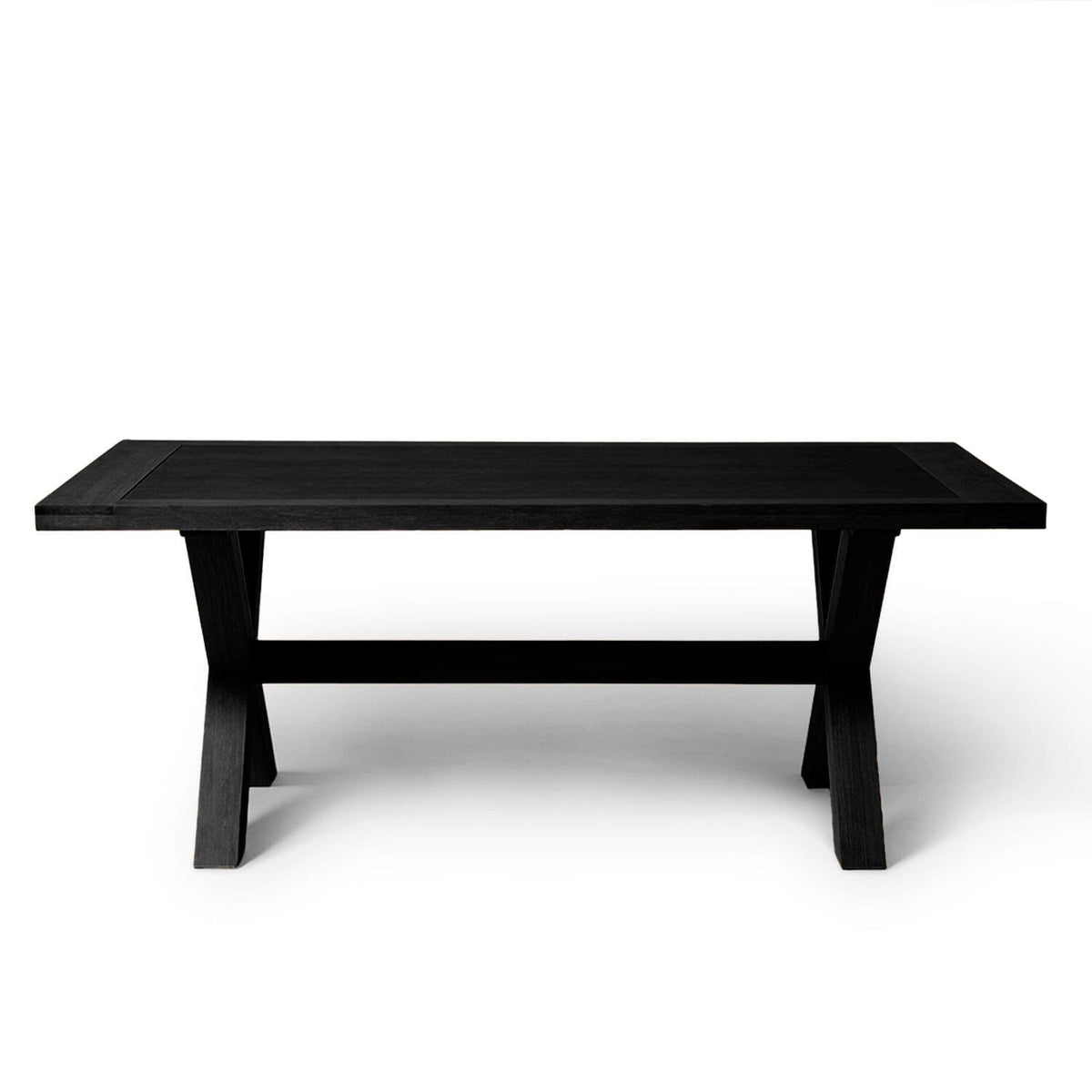 Charlotte Extendable Table 190cm with 2 150cm Dining Benches - Black Oak
