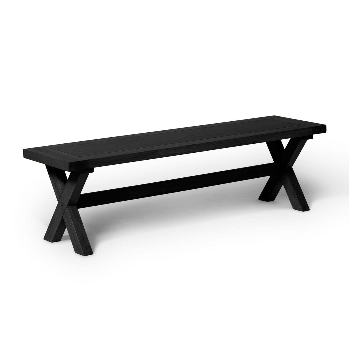 Charlotte Extendable Table 190cm with 2 150cm Dining Benches - Black Oak