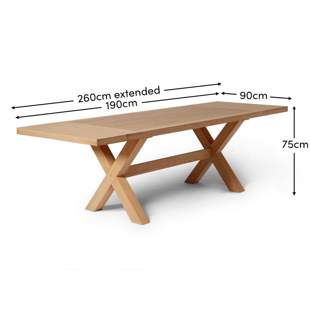 Charlotte Pale Oak Dining Table - Extendable - Cross Leg