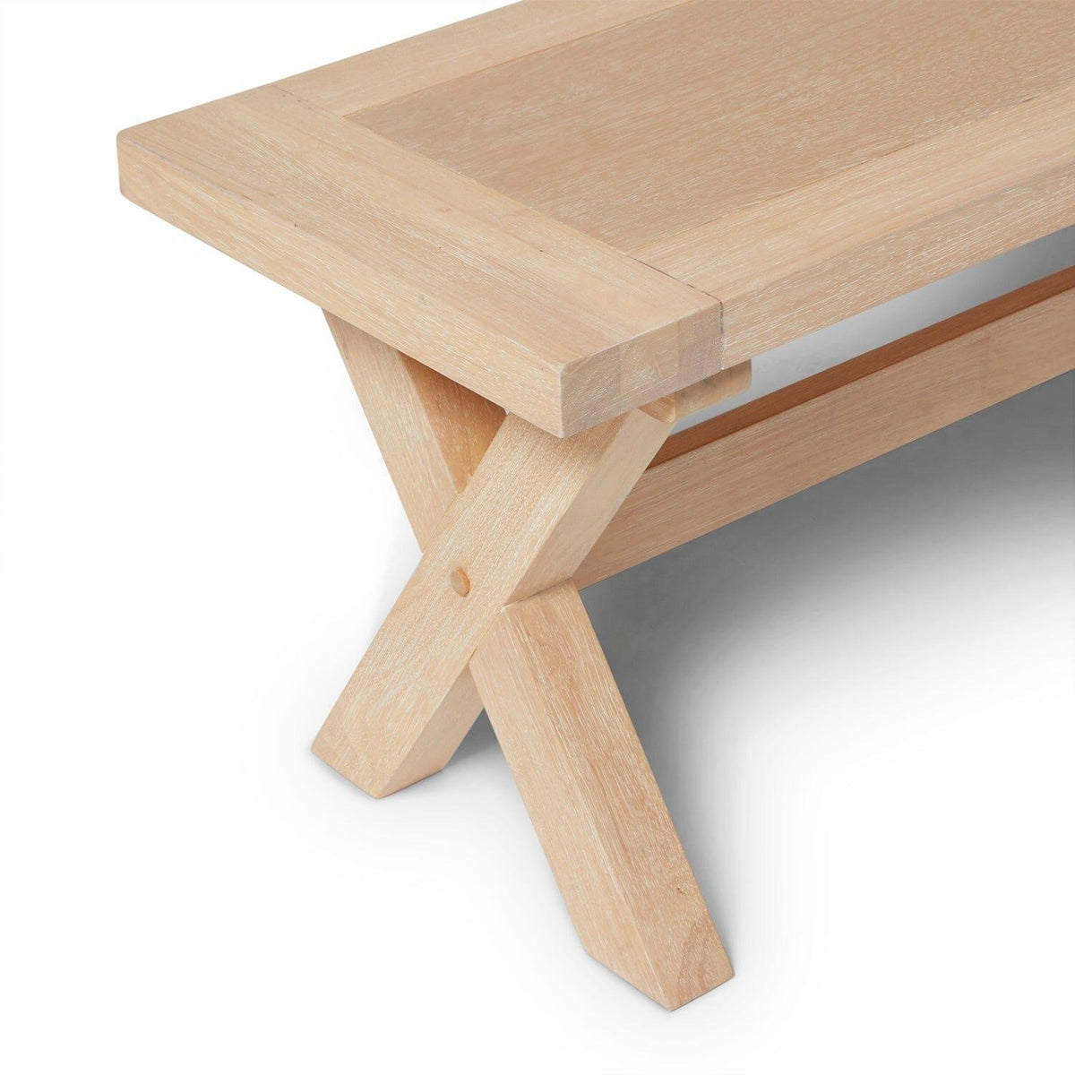 Charlotte Extendable Table 190cm with 2 150cm Dining Benches - Whitewash Oak