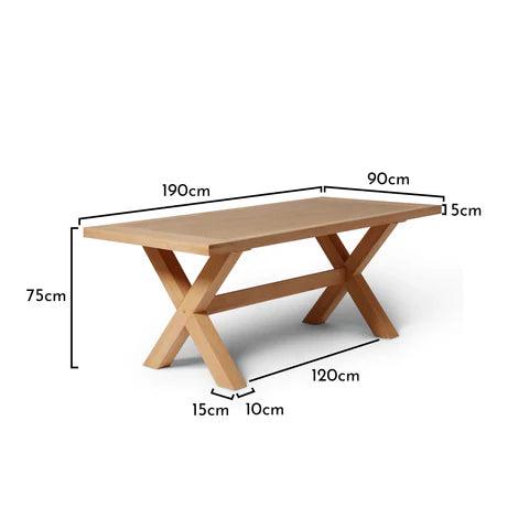 Charlotte Pale Oak Dining Table - Cross Leg