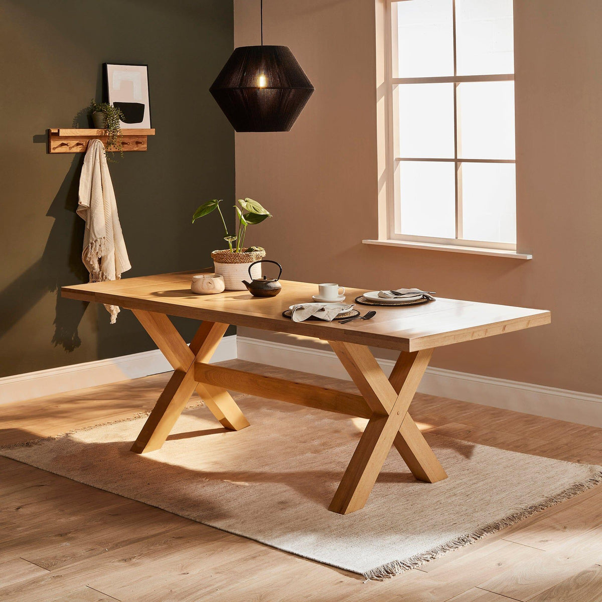 Charlotte Pale Oak Dining Table - Extendable - Cross Leg