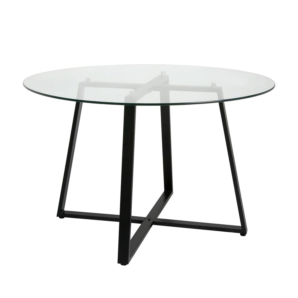 Clara Glass Round Dining Table - Black Frame