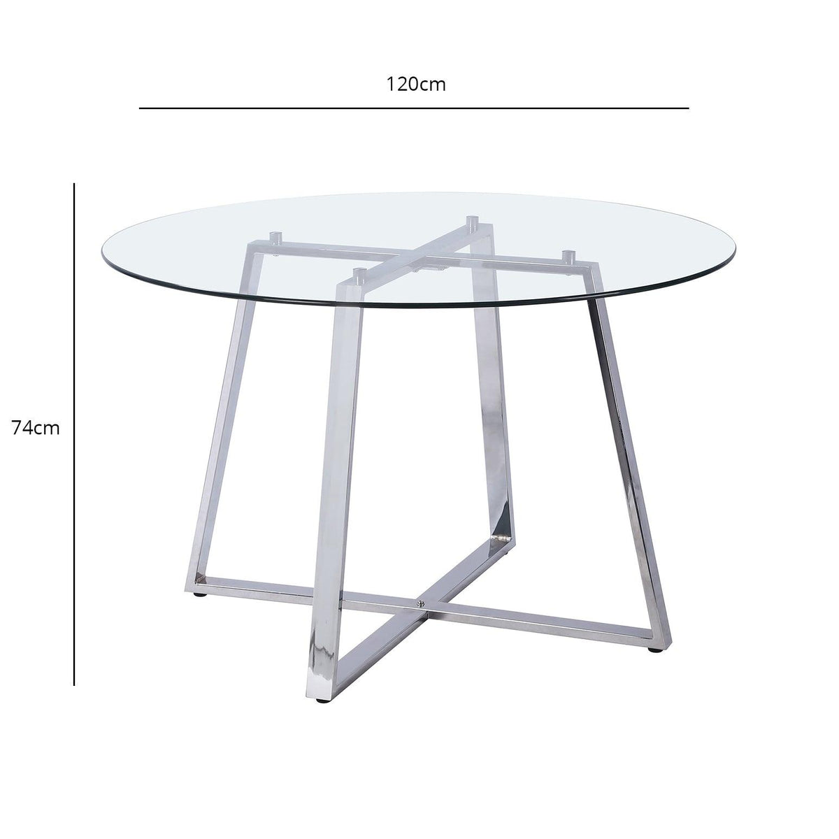 OUTLET - Clara Glass Round Dining Table - Chrome Frame