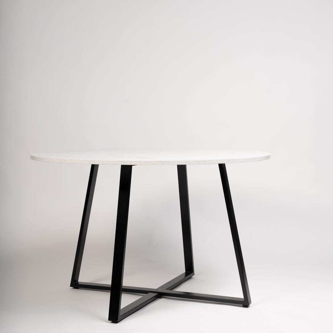 OUTLET - Clara Marble Effect Round Dining Table - Black Frame