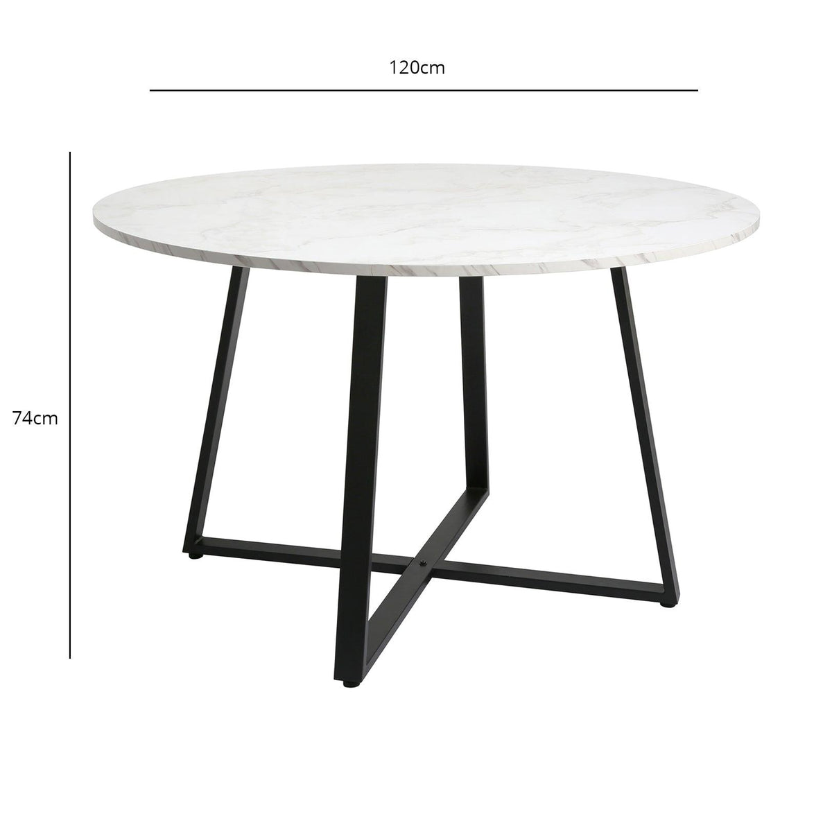 Clara Marble Effect Round Dining Table - Black Frame