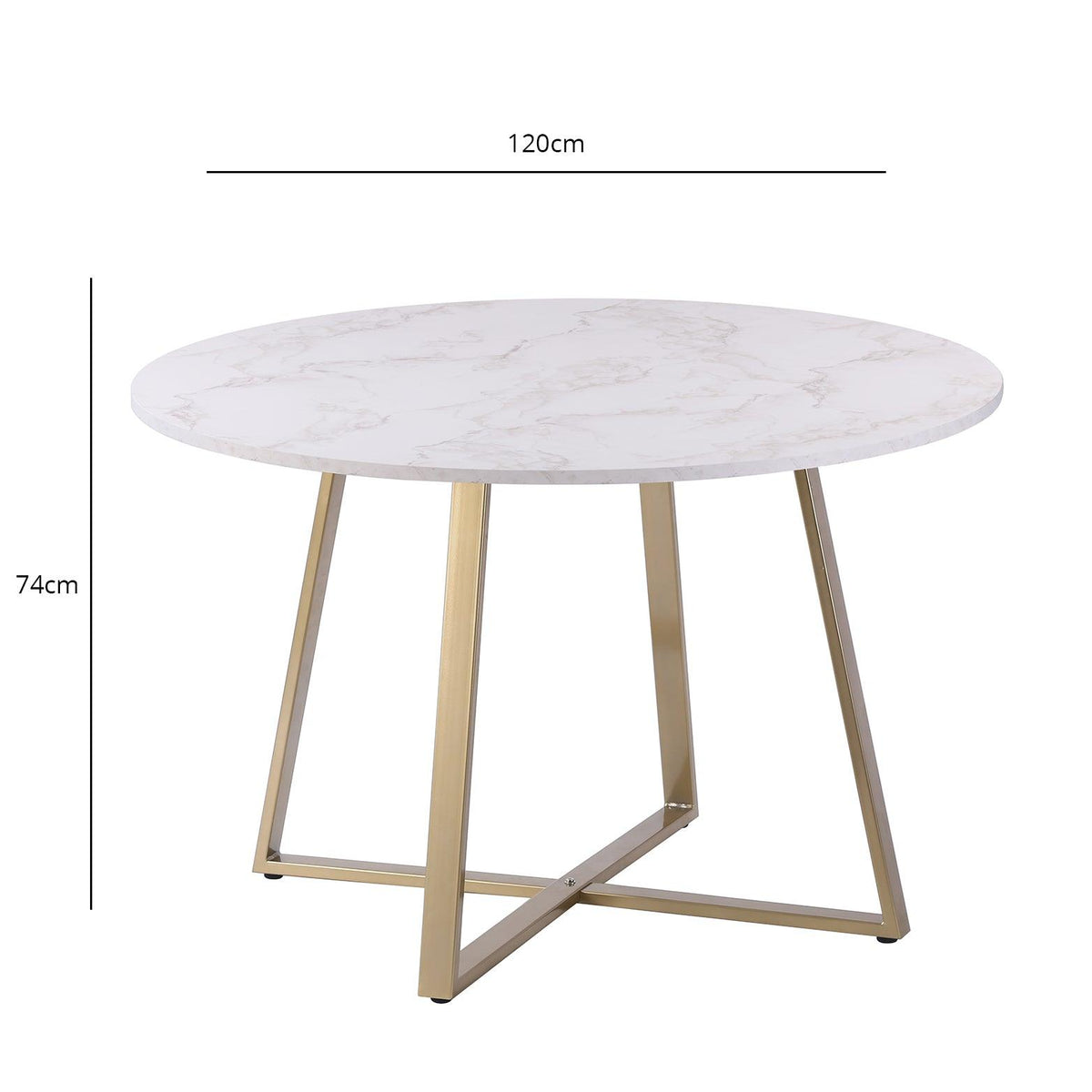 Clara Marble Effect Round Dining Table - Gold Frame