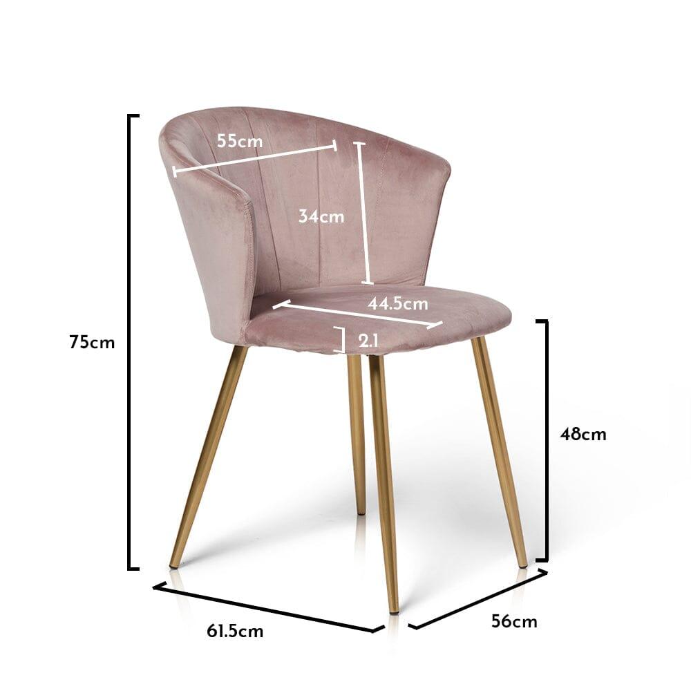 Outlet - Cleo Dining Chairs - Set of 2 - Pink & Gold