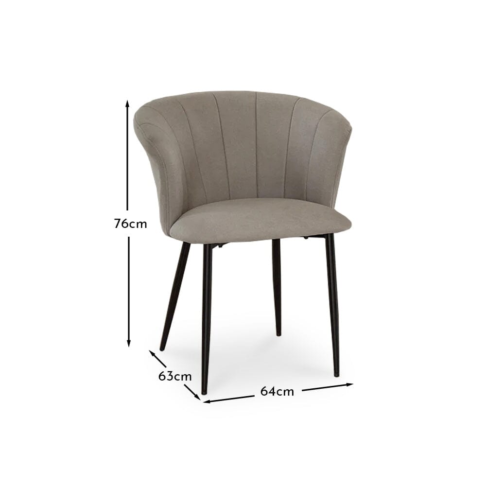 OUTLET - Cleo Soft Beige Dining Chairs - Set of 2 - Black Legs