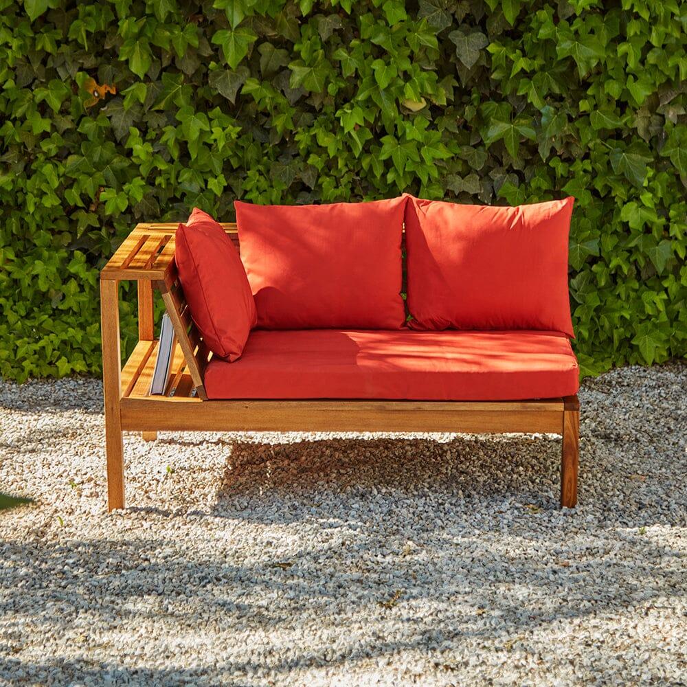 Dakota Wooden Garden Corner Sofa Set - Red Cushions