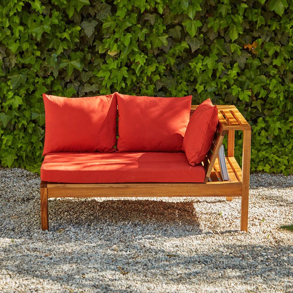 Dakota Wooden Garden Corner Sofa Set - Red Cushions