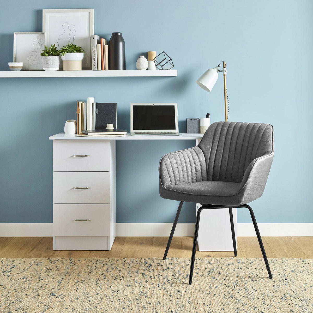 Darcy Office Swivel Chair - Grey with Black Legs
