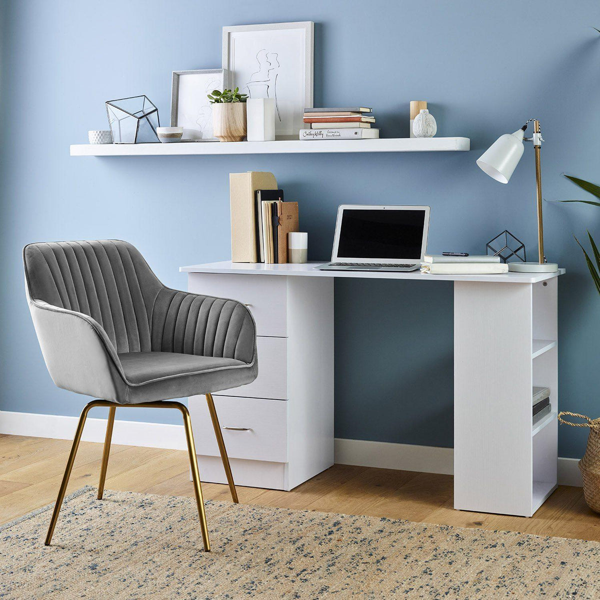 Darcy Office Swivel Chair - Grey with Gold Legs